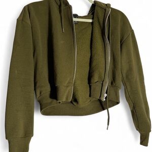 Fashion Nova Green Varsity Jacket with Cropped Silhouette